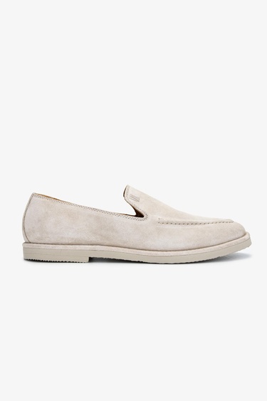  Valmenti Erkek Hakiki Deri Bej Süet Loafer Ayakkabı