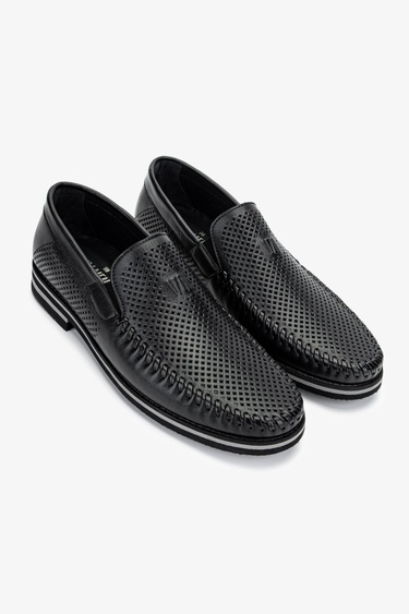  Valmenti Erkek Hakiki Deri Siyah Casual Ayakkabı