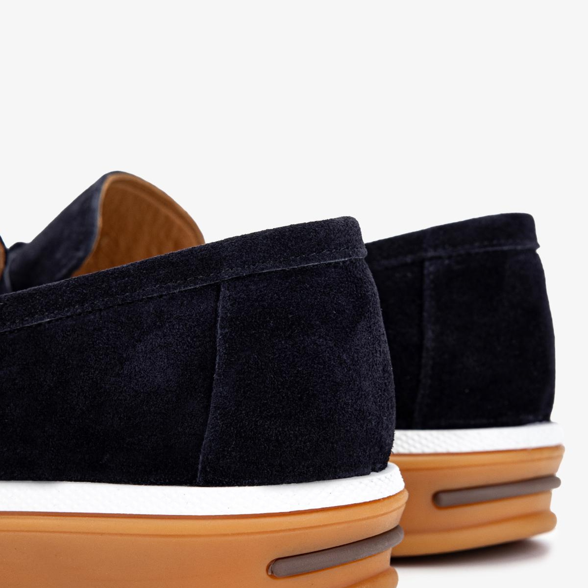 Valmenti Erkek Hakiki Deri Lacivert Süet Loafer Ayakkabı