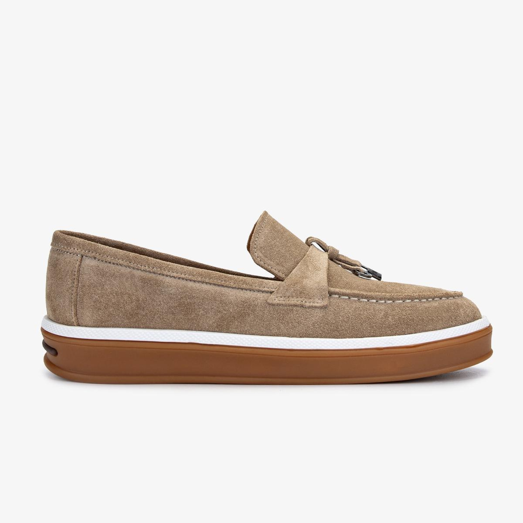 Valmenti Erkek Hakiki Deri Bisküvi Süet Loafer Ayakkabı