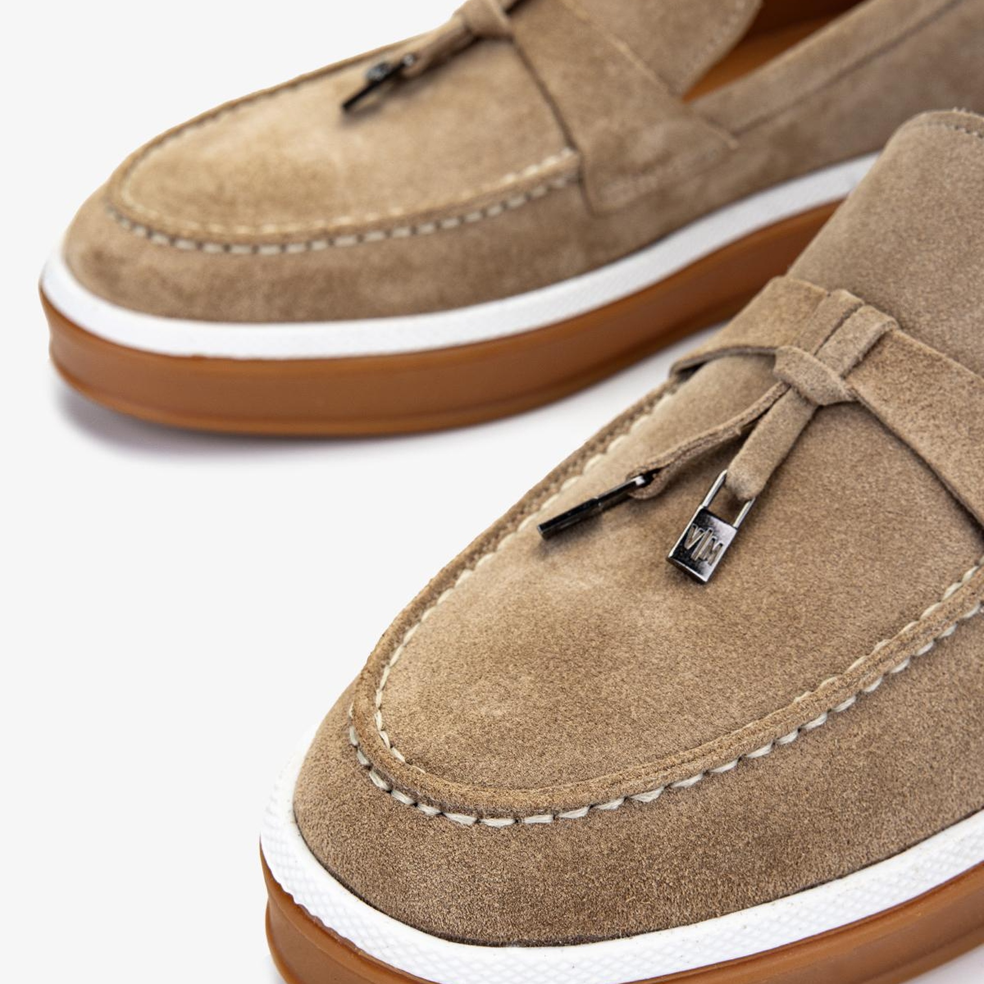 Valmenti Erkek Hakiki Deri Bisküvi Süet Loafer Ayakkabı