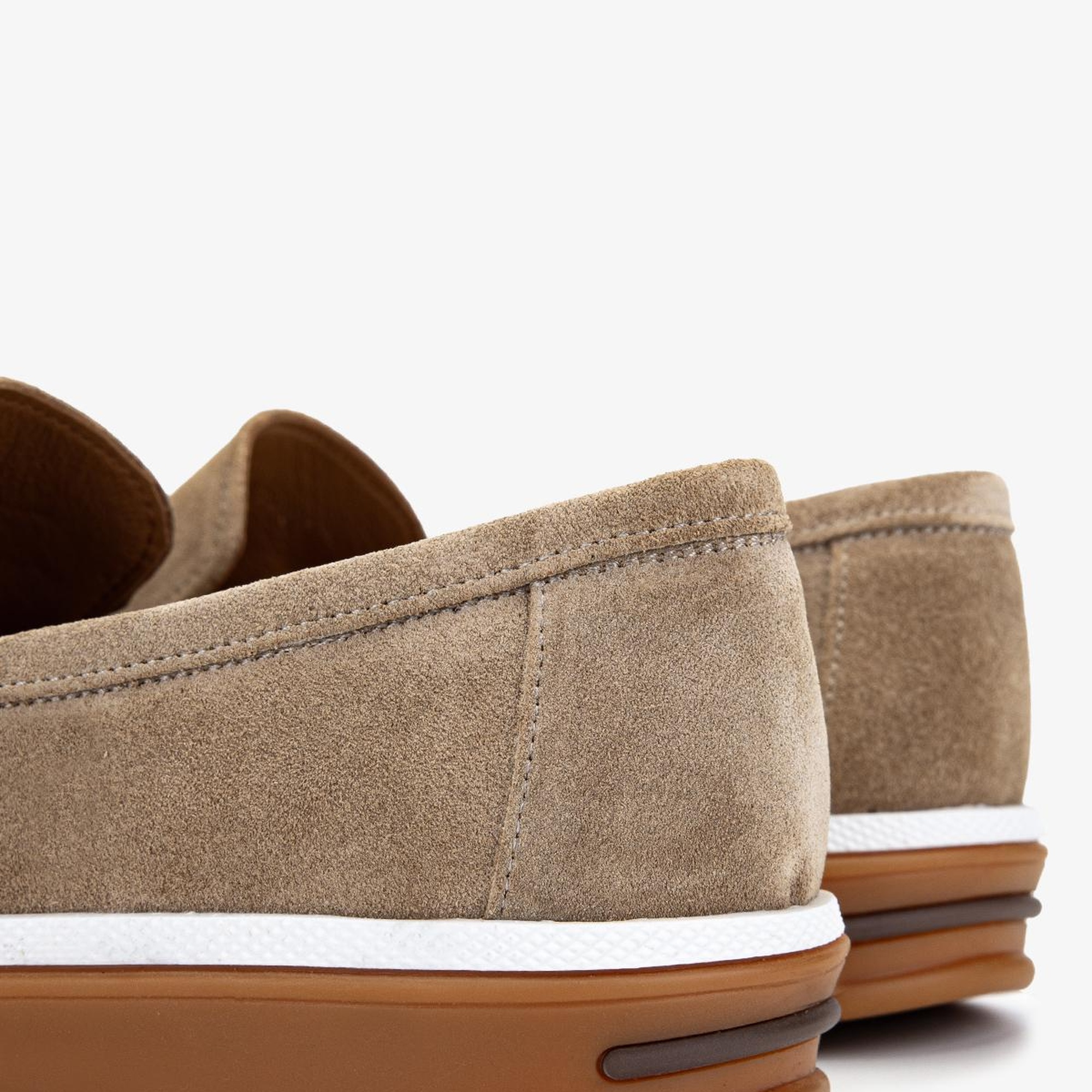 Valmenti Erkek Hakiki Deri Bisküvi Süet Loafer Ayakkabı