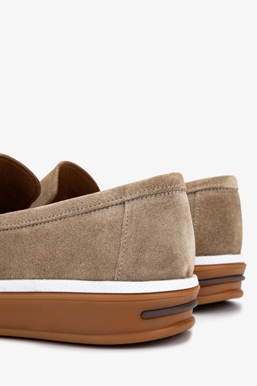  Valmenti Erkek Hakiki Deri Bisküvi Süet Loafer Ayakkabı