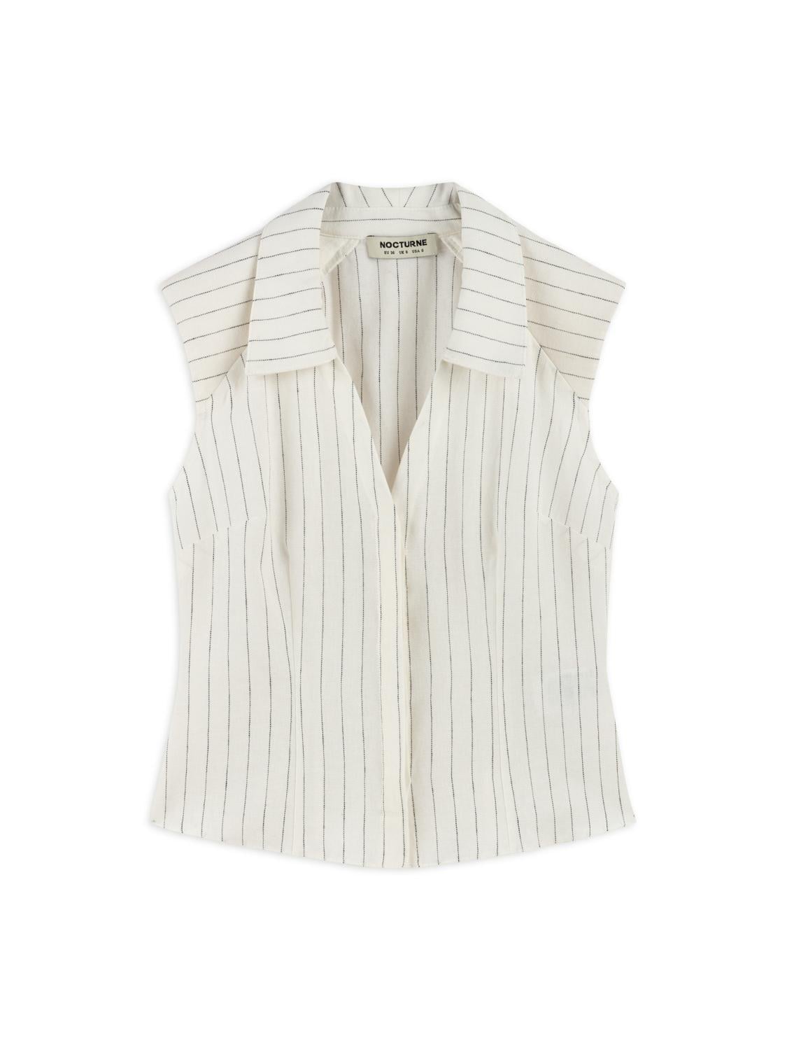  Vatkalı Kolsuz Keten Gömlek