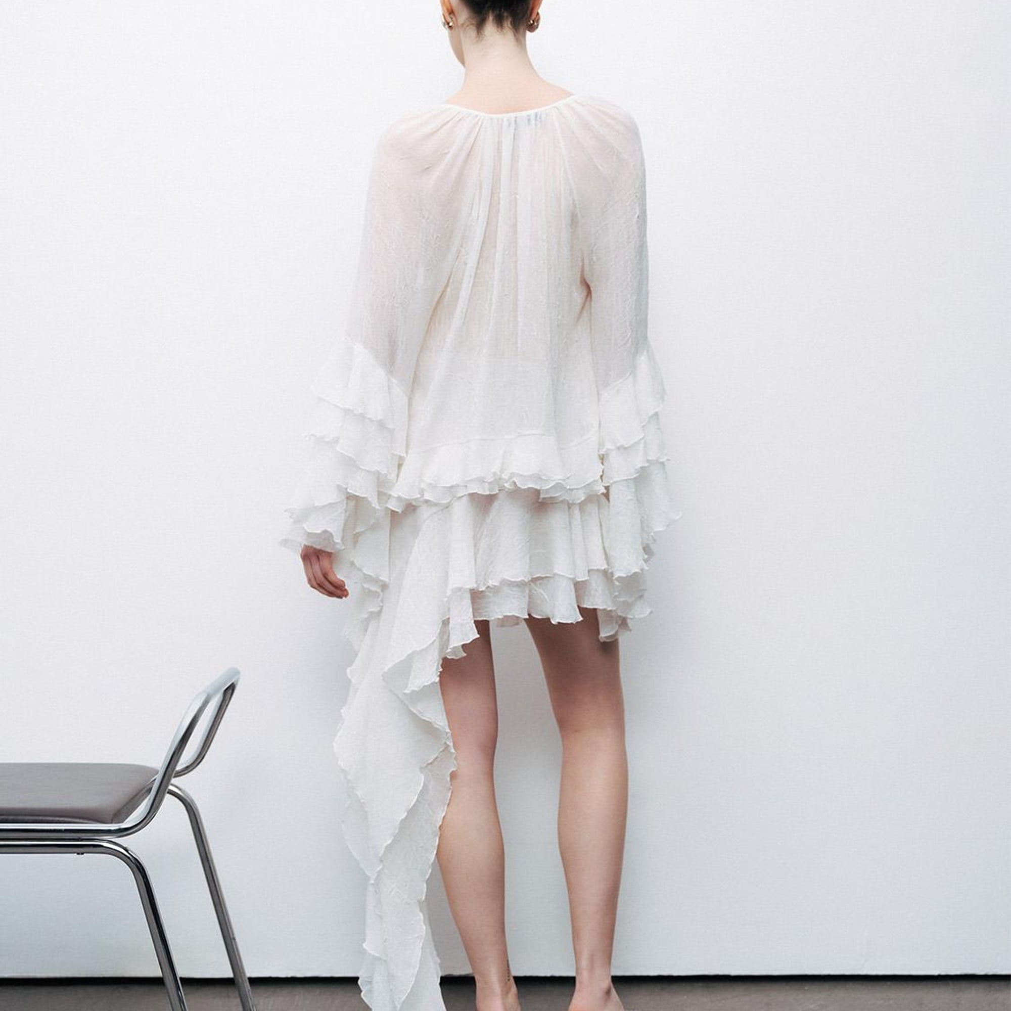 Fırfırlı Asimetrik Mini Etek