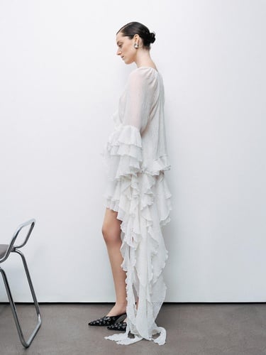  Fırfırlı Asimetrik Mini Etek