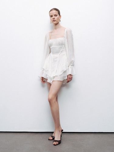  Volanlı Mini Elbise