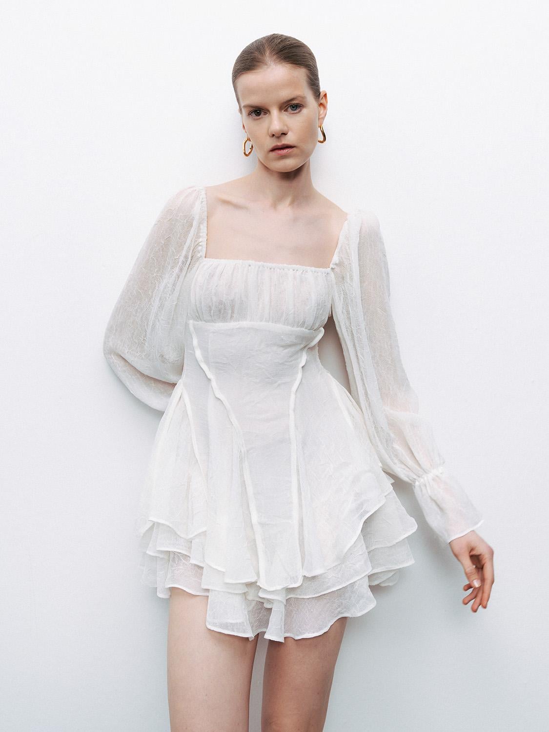  Volanlı Mini Elbise