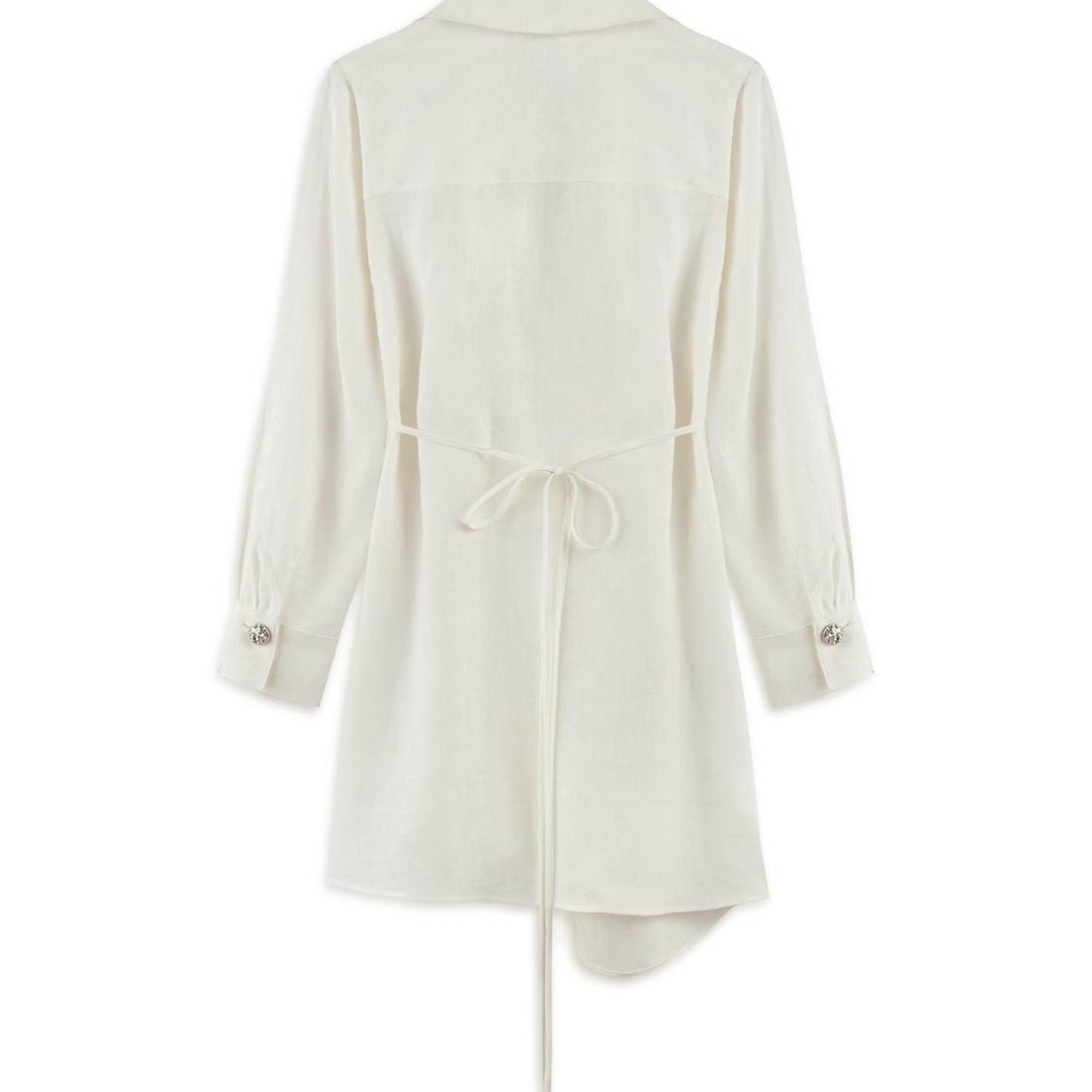 Aksesuar Detaylı Keten Mini Elbise