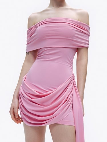  Açık Omuzlu Mini Elbise