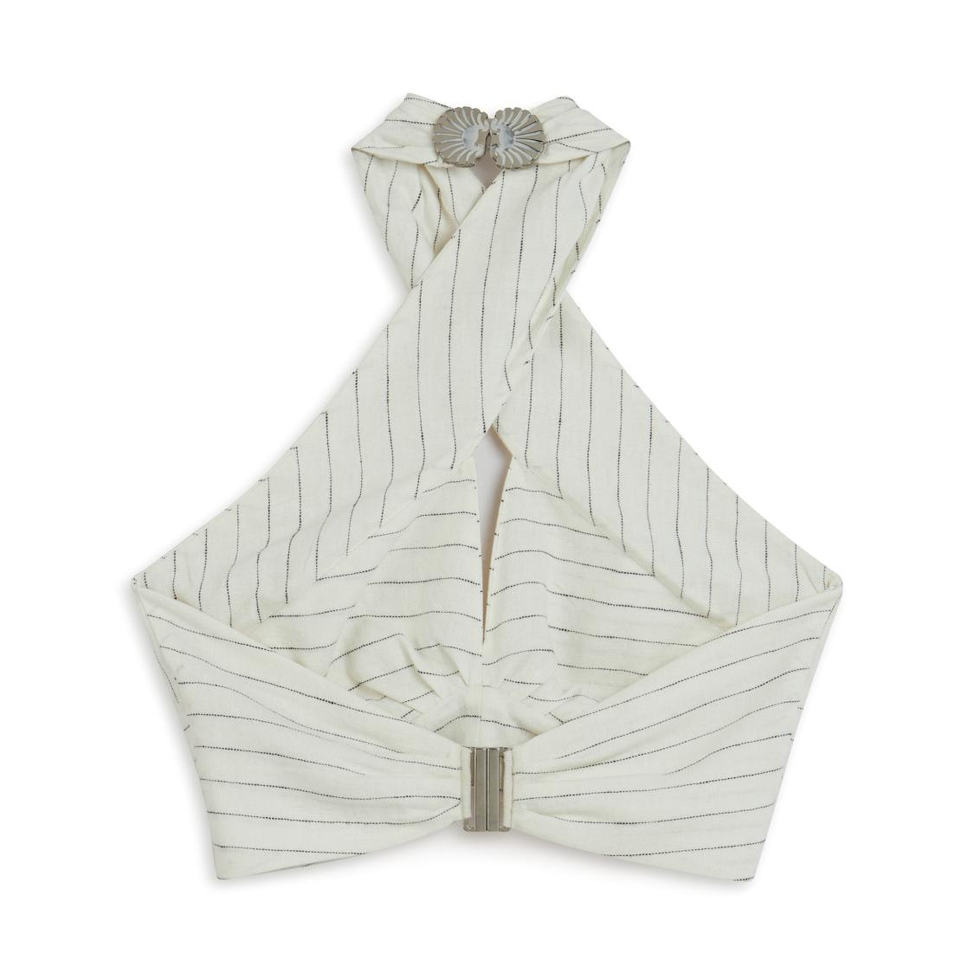 Boyundan Bağlamalı Keten Bluz