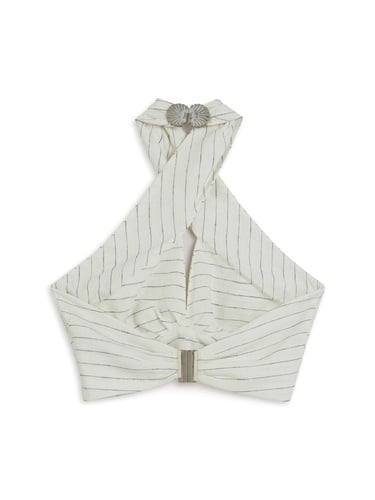  Boyundan Bağlamalı Keten Bluz