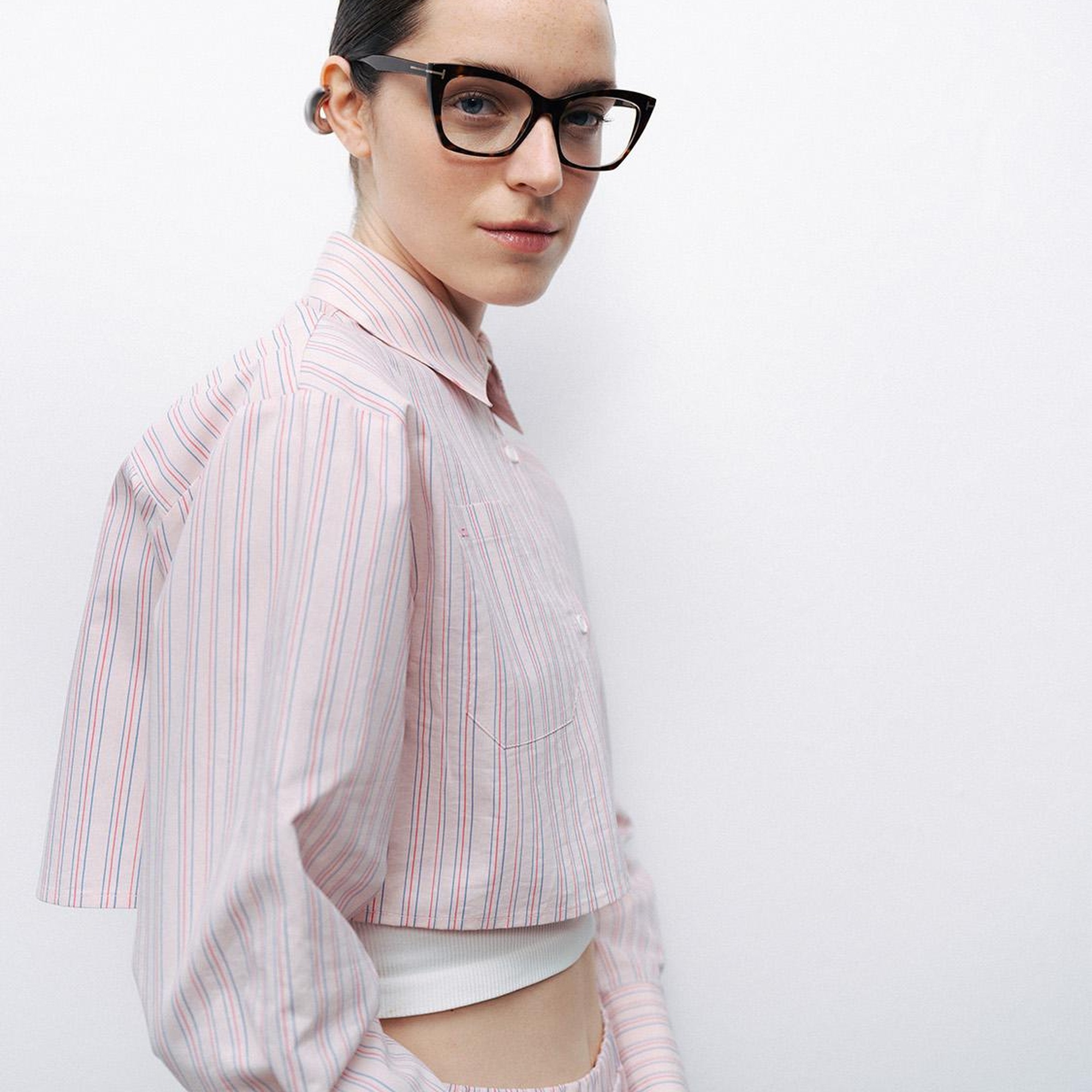 Çizgili Crop Gömlek