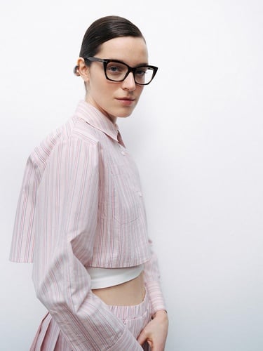  Çizgili Crop Gömlek