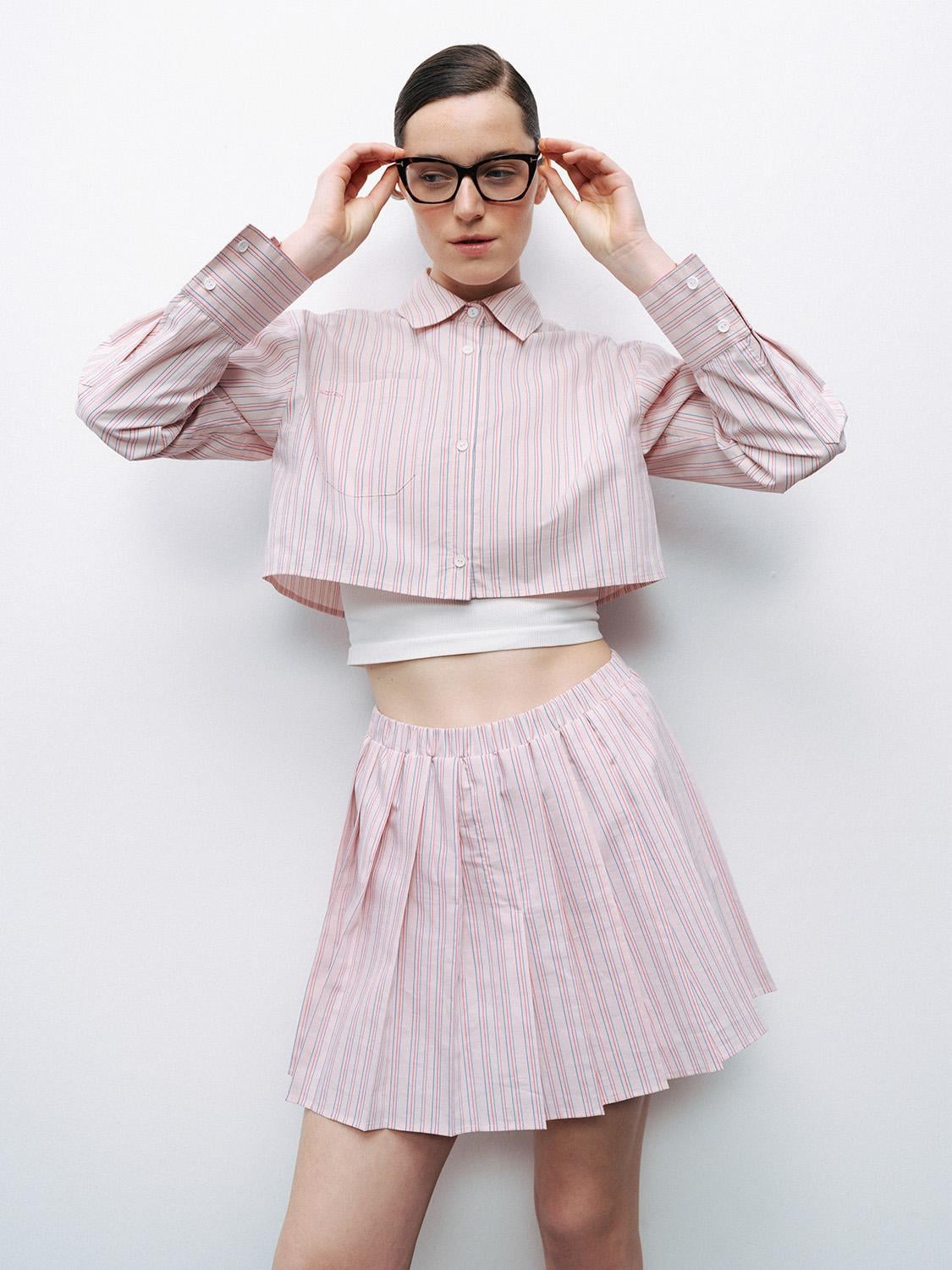  Çizgili Crop Gömlek