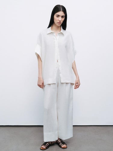  Dökümlü Keten Gömlek