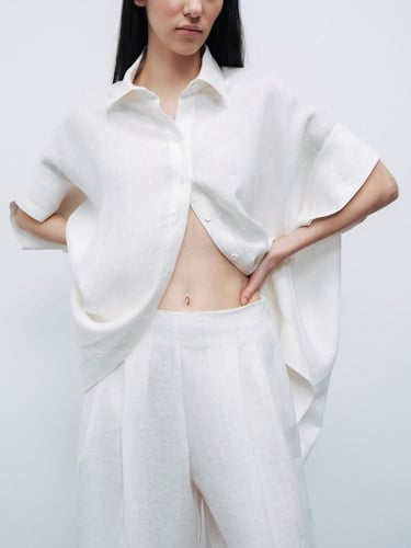  Dökümlü Keten Gömlek