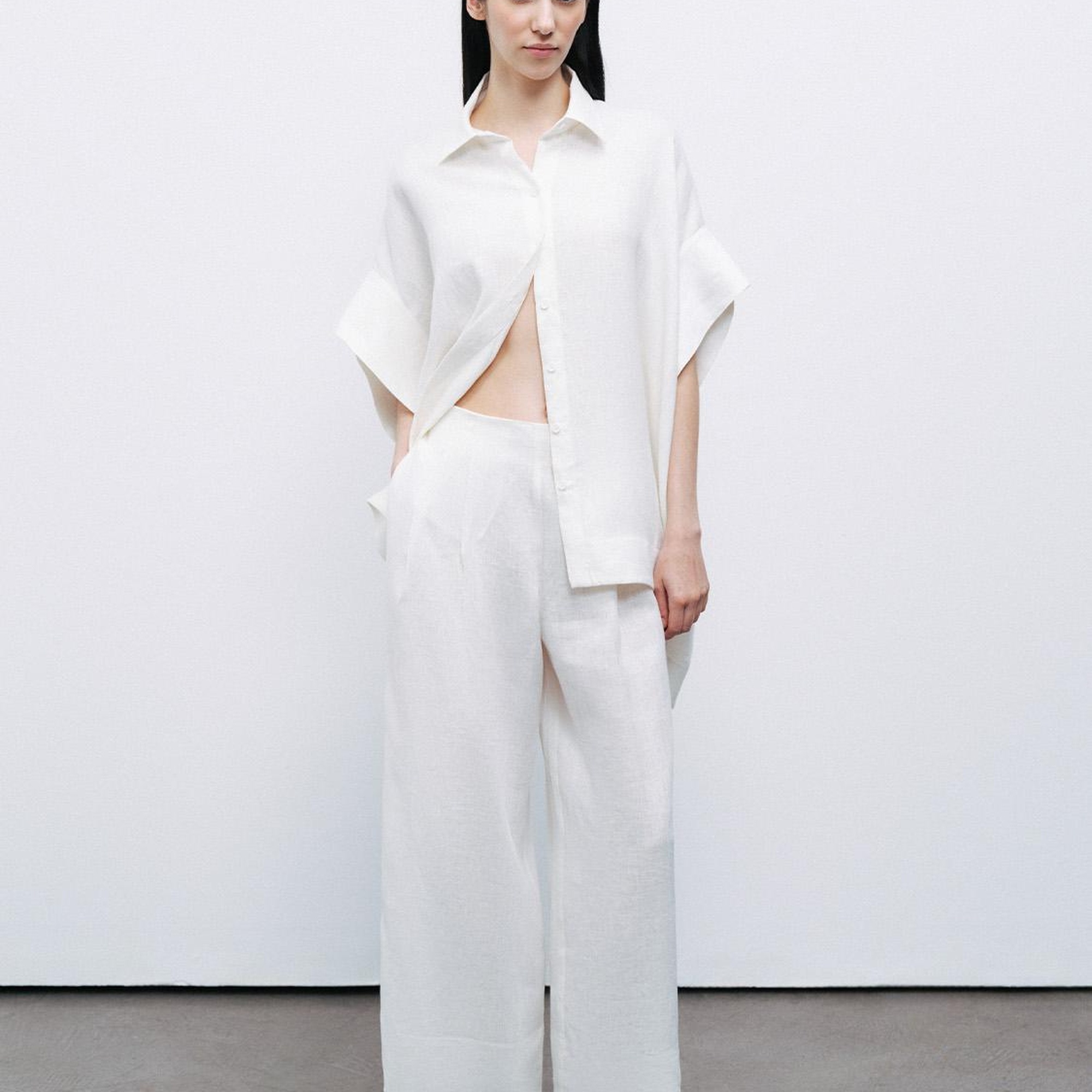 Dökümlü Keten Gömlek