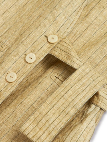  Bağlama Detaylı Keten Yelek