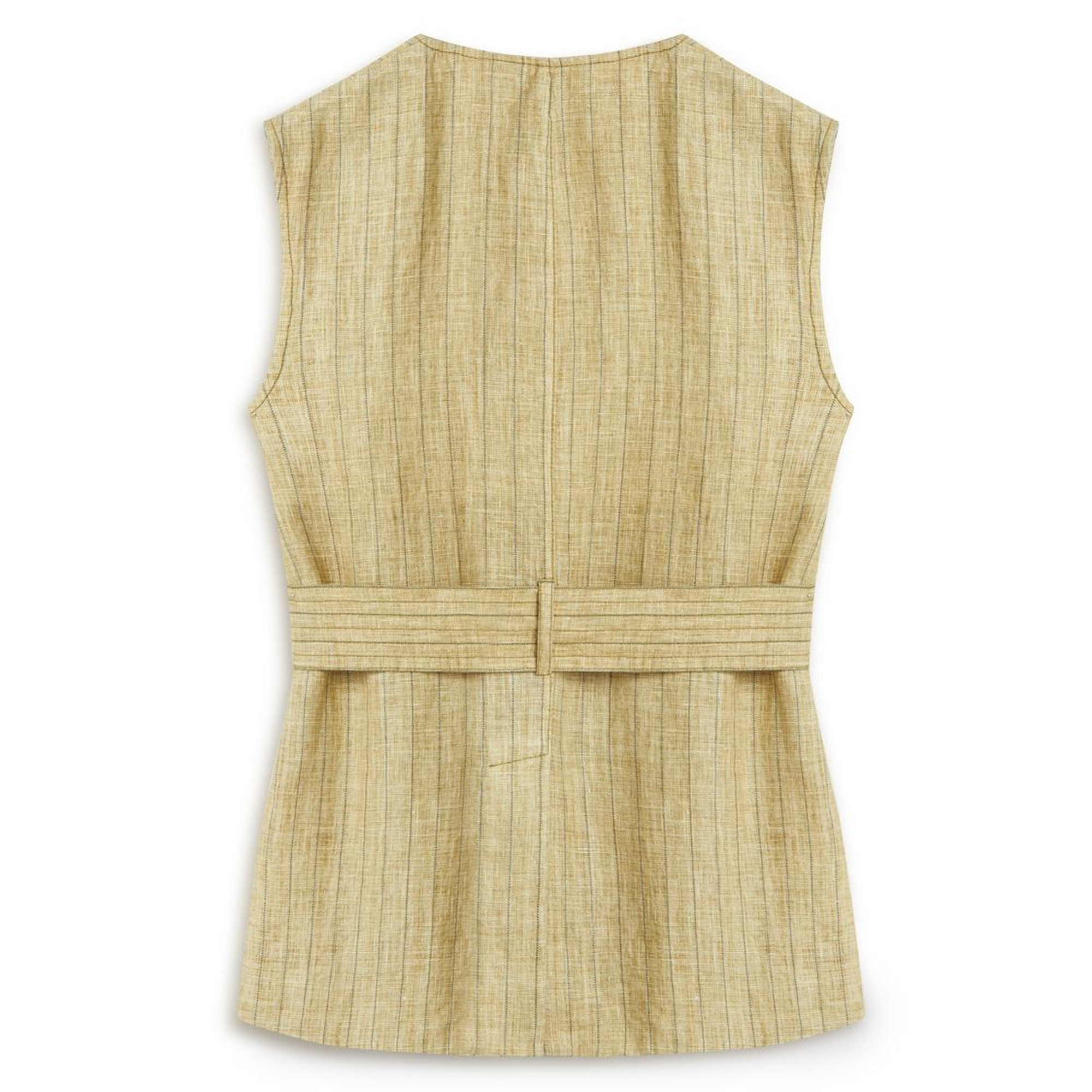 Bağlama Detaylı Keten Yelek