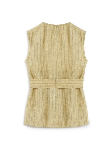  Bağlama Detaylı Keten Yelek