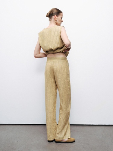  Çizgili Keten Pantolon