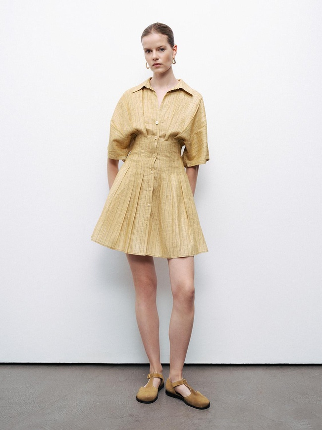  Keten Mini Gömlek Elbise