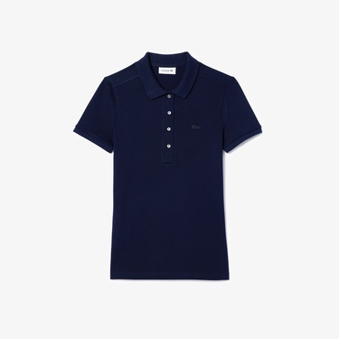  Lacoste L.12.D Kadın Slim Fit Lacivert Polo