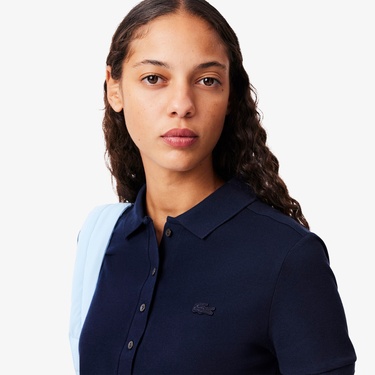  Lacoste L.12.D Kadın Slim Fit Lacivert Polo