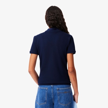  Lacoste L.12.D Kadın Slim Fit Lacivert Polo