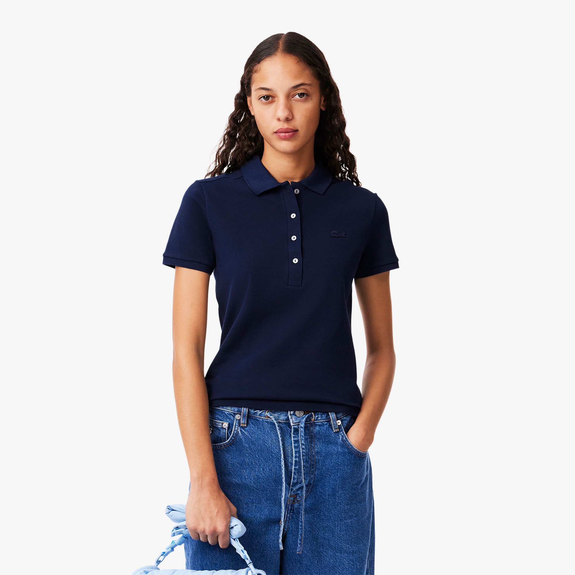 Lacoste L.12.D Kadın Slim Fit Lacivert Polo