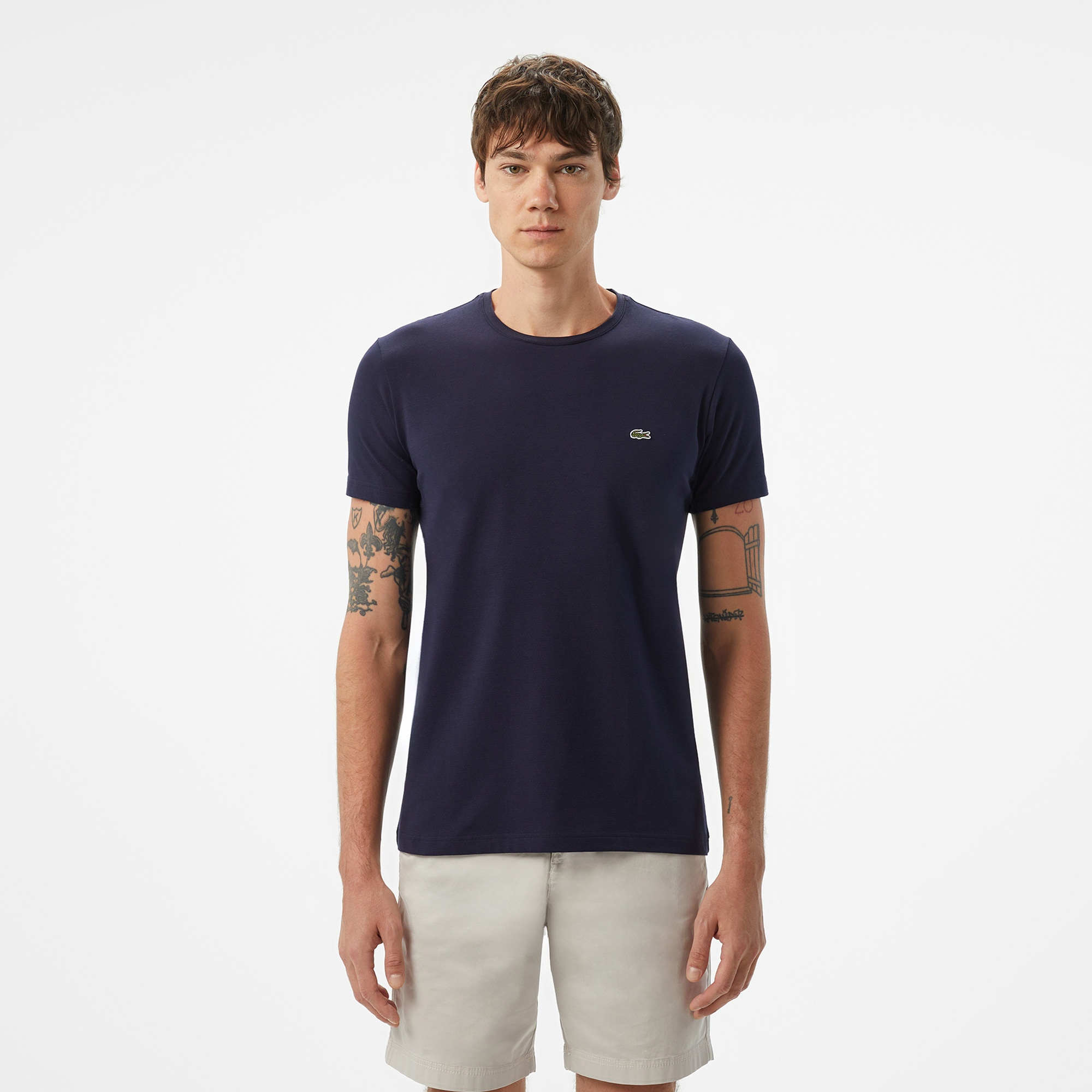 Lacoste Erkek Slim Fit Bisiklet Yaka Lacivert T-Shirt