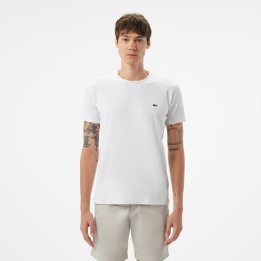  Lacoste Erkek Slim Fit Bisiklet Yaka Beyaz T-Shirt