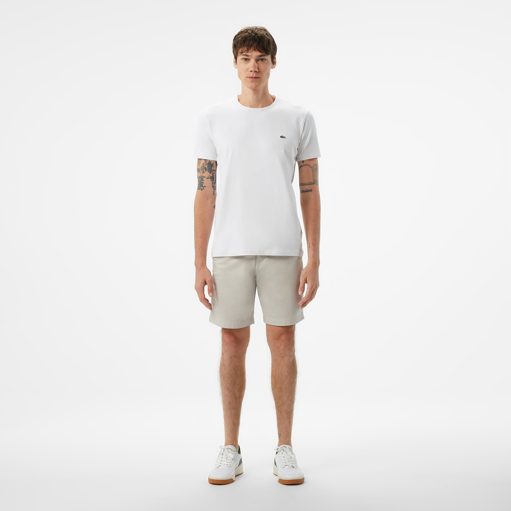 Lacoste Erkek Slim Fit Bisiklet Yaka Beyaz T-Shirt