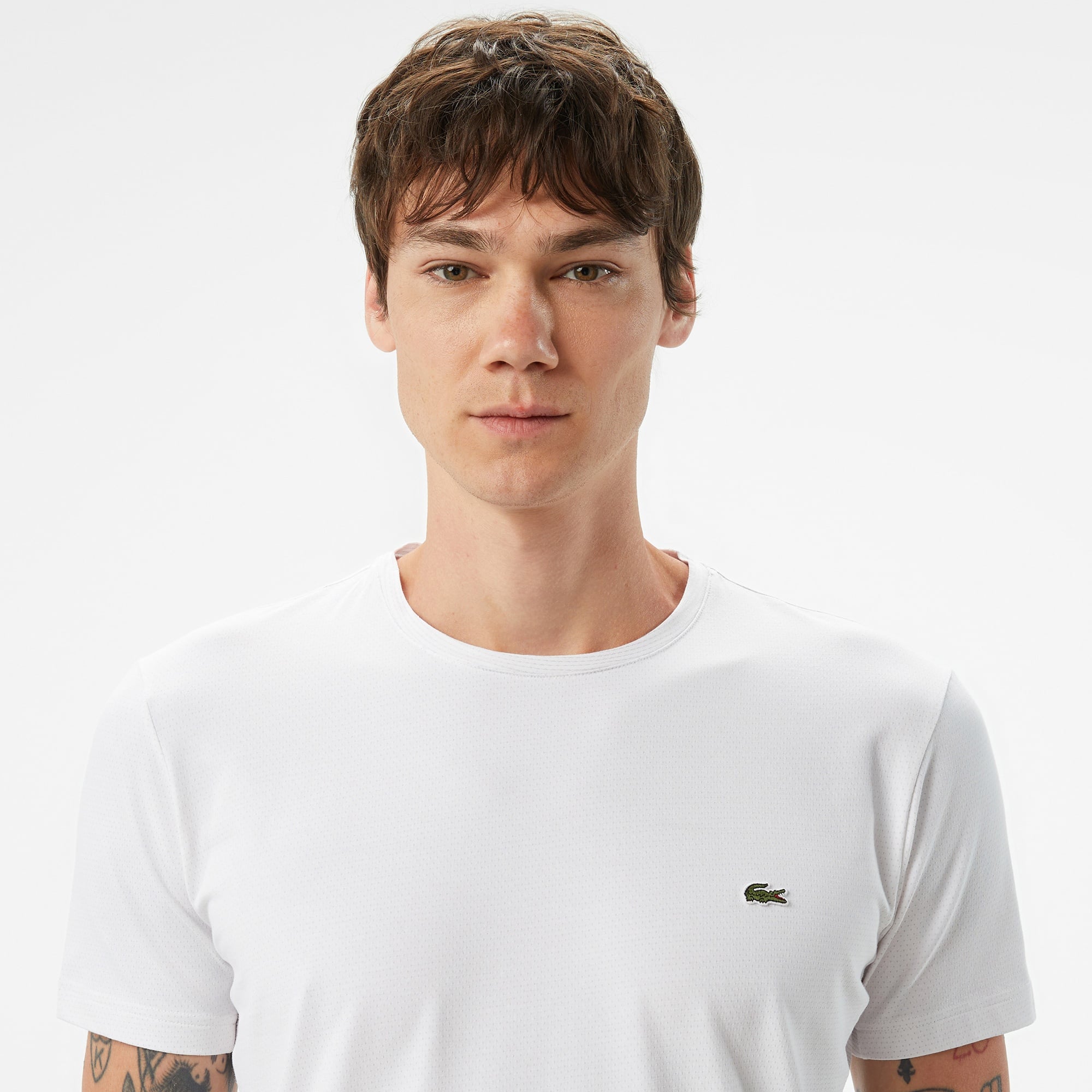 Lacoste Erkek Slim Fit Bisiklet Yaka Beyaz T-Shirt