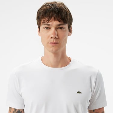  Lacoste Erkek Slim Fit Bisiklet Yaka Beyaz T-Shirt