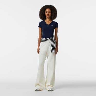  Lacoste Kadın Slim Fit V Yaka Lacivert T-Shirt