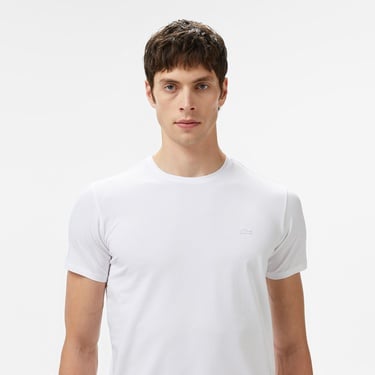 Lacoste Erkek Slim Fit Bisiklet Yaka Beyaz T-Shirt