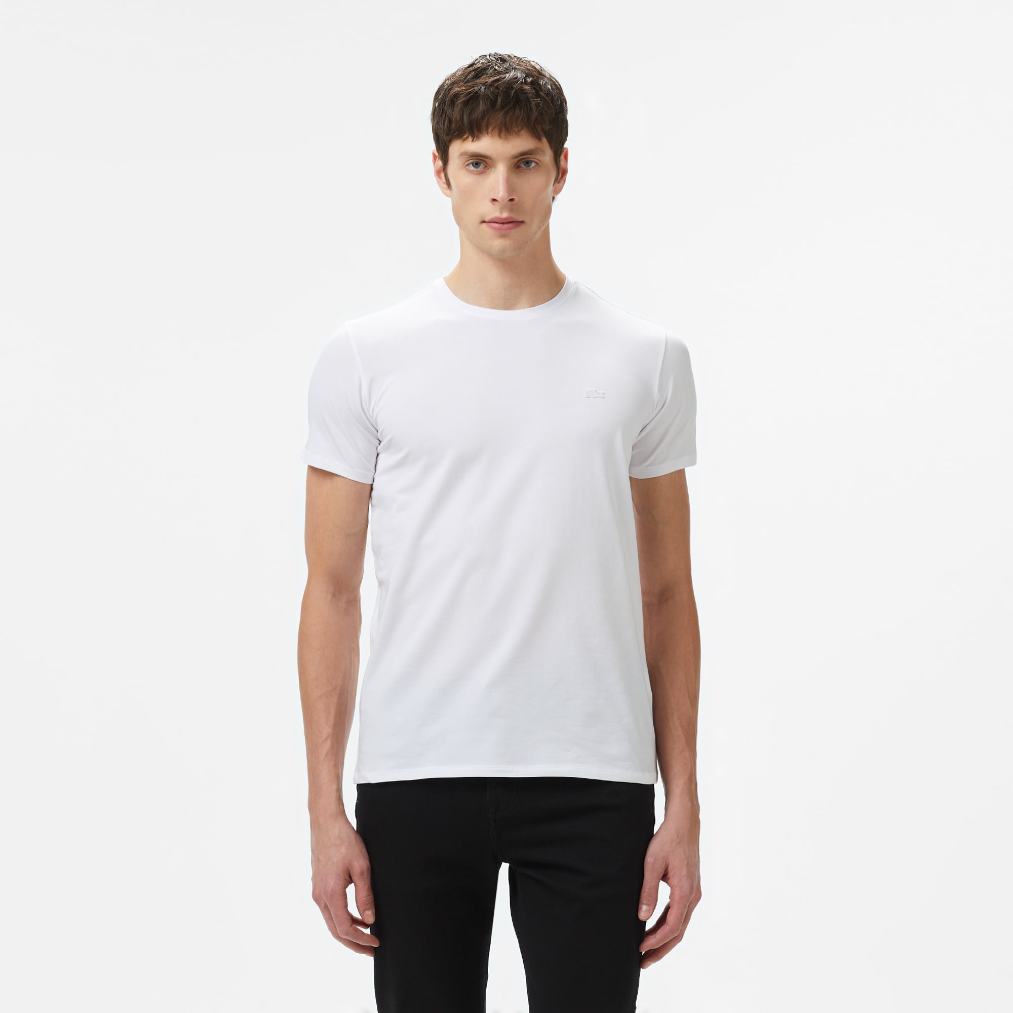 Lacoste Erkek Slim Fit Bisiklet Yaka Beyaz T-Shirt