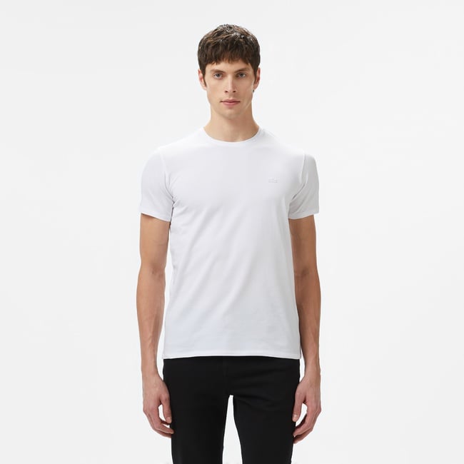  Lacoste Erkek Slim Fit Bisiklet Yaka Beyaz T-Shirt