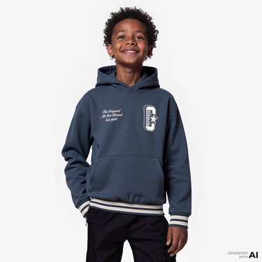  Converse Retro Varsıty Çocuk Siyah Hoodie