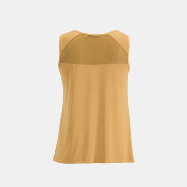  Kadın Turuncu Deri Detaylı Perforeli Bluz