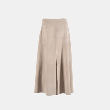  Limited Edition Kadın Pudra Uzun Süet Etek