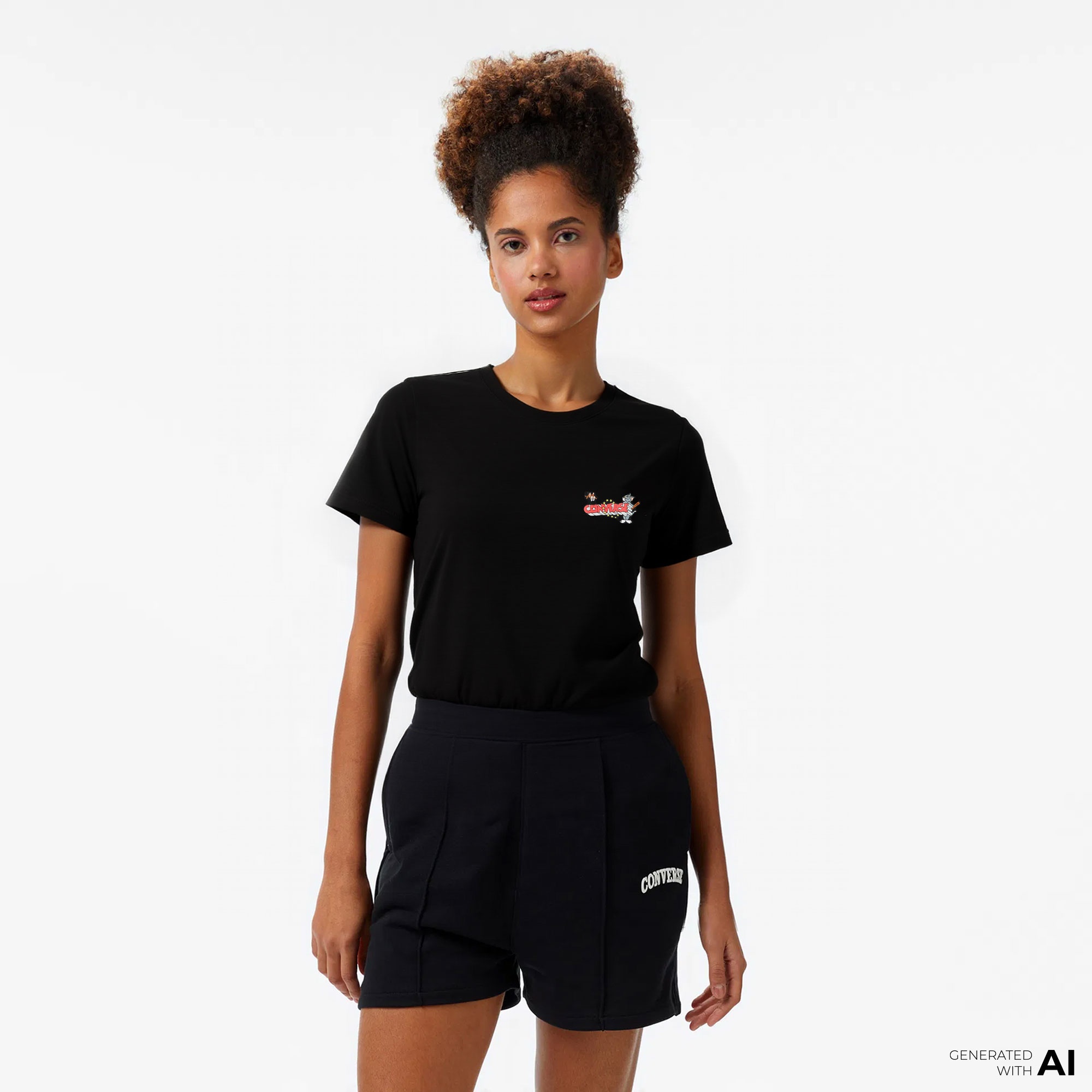 Converse X Tom & Jerry Unisex Siyah T-Shirt