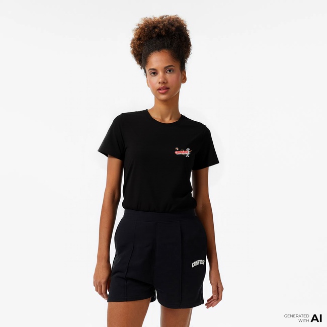  Converse X Tom & Jerry Unisex Siyah T-Shirt