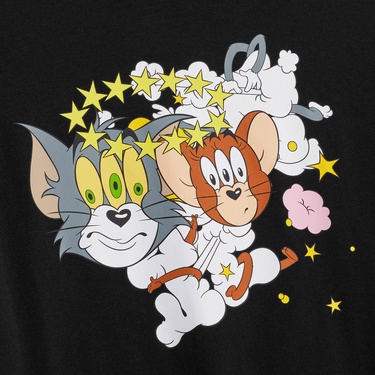  Converse X Tom & Jerry Unisex Siyah T-Shirt