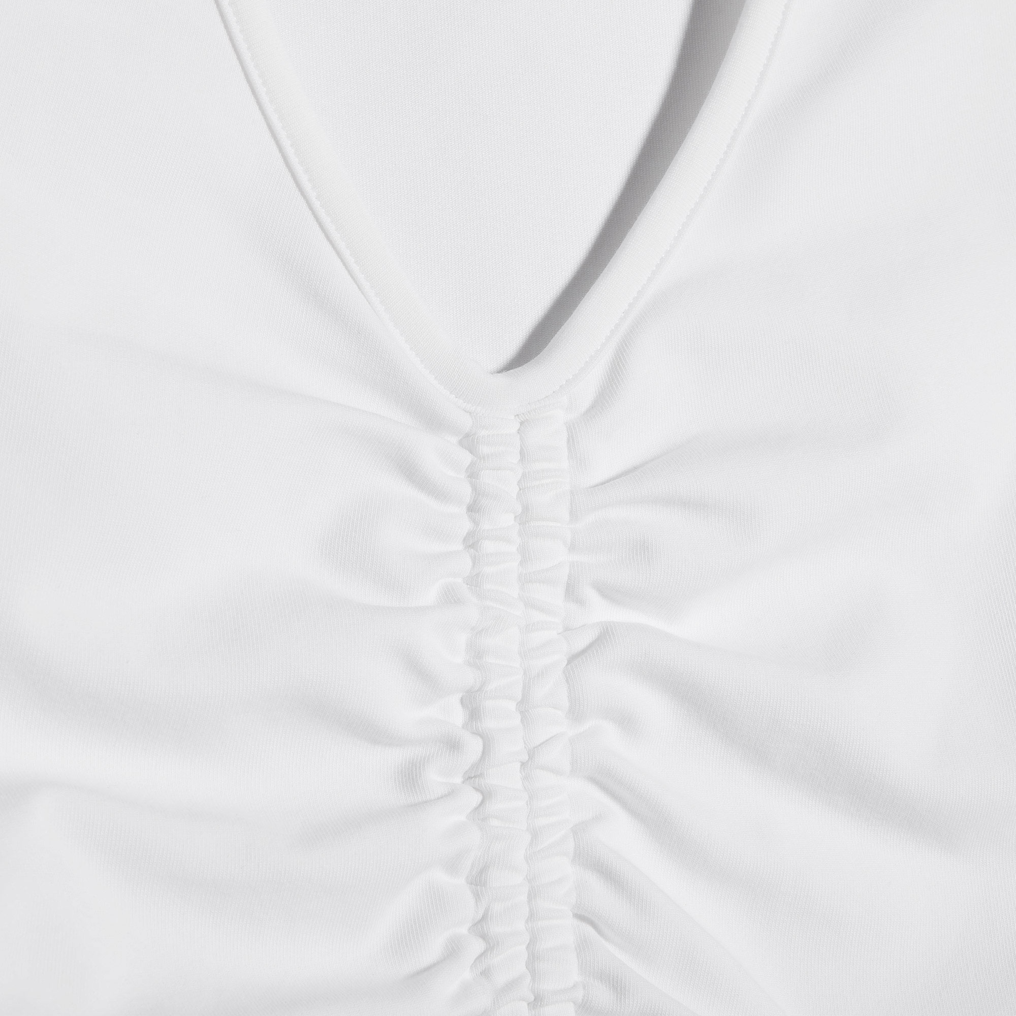 Converse Classic Kadın Slim Fit V Yaka Büzgülü Beyaz T-Shirt