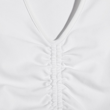  Converse Classic Kadın Slim Fit V Yaka Büzgülü Beyaz T-Shirt