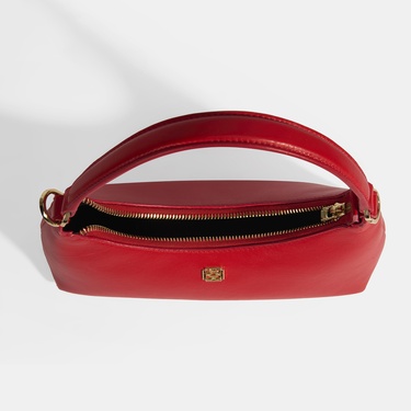  Kadın Kırmızı Omuz Askılı Mini Deri El Çantası