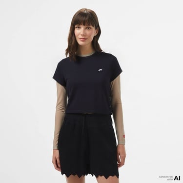  Vans W Salton Relax Crop Ss Kadın Siyah T-Shirt